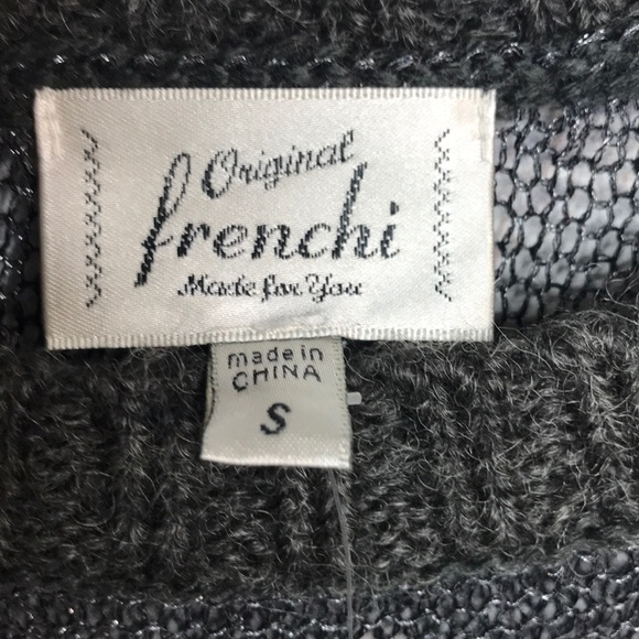 NWT Original Frenchi Gray Knit Sheer Wool Sweater - Picture 4 of 15